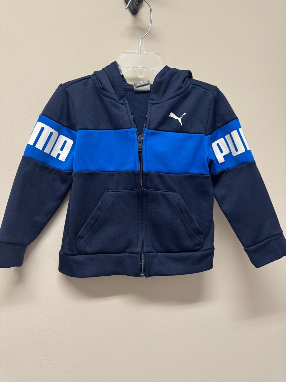Puma Kids Navy and Royal Blue Zip Hoodie